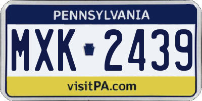 PA license plate MXK2439