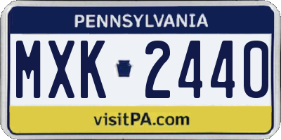 PA license plate MXK2440