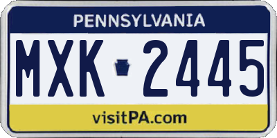 PA license plate MXK2445