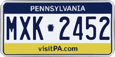 PA license plate MXK2452