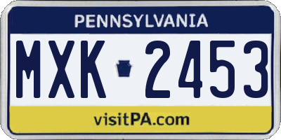 PA license plate MXK2453