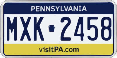 PA license plate MXK2458