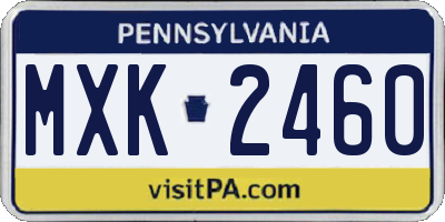 PA license plate MXK2460