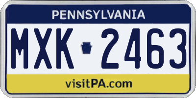 PA license plate MXK2463