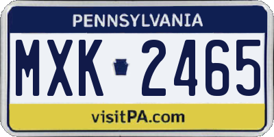 PA license plate MXK2465