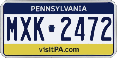 PA license plate MXK2472