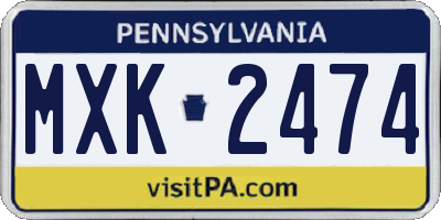 PA license plate MXK2474