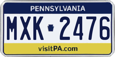 PA license plate MXK2476