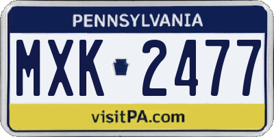 PA license plate MXK2477
