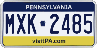 PA license plate MXK2485