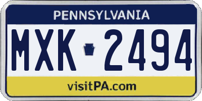 PA license plate MXK2494