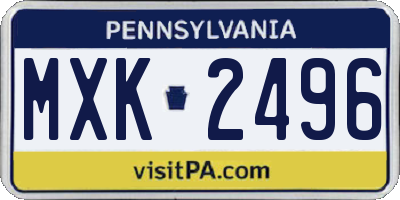 PA license plate MXK2496
