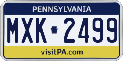 PA license plate MXK2499