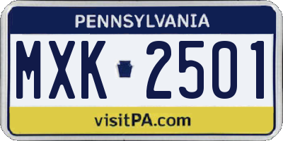 PA license plate MXK2501