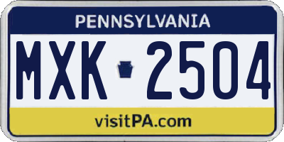 PA license plate MXK2504