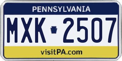 PA license plate MXK2507