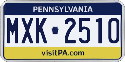 PA license plate MXK2510