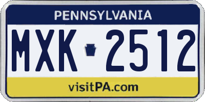 PA license plate MXK2512
