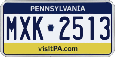 PA license plate MXK2513