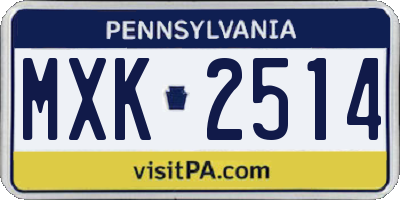 PA license plate MXK2514