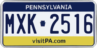 PA license plate MXK2516