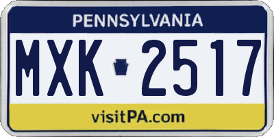 PA license plate MXK2517