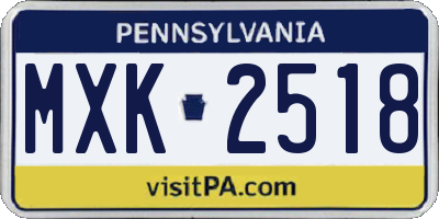 PA license plate MXK2518