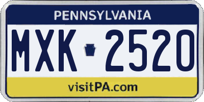 PA license plate MXK2520