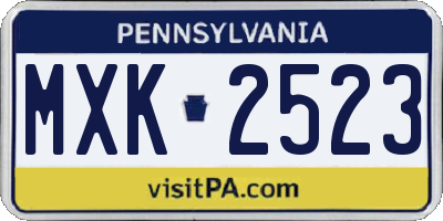 PA license plate MXK2523