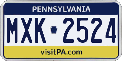 PA license plate MXK2524