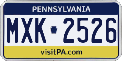 PA license plate MXK2526