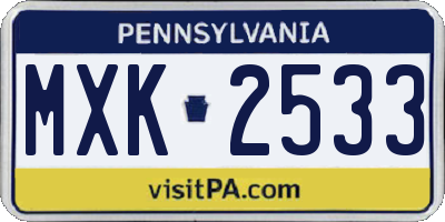PA license plate MXK2533