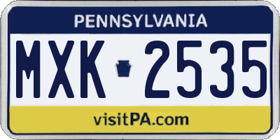 PA license plate MXK2535
