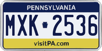 PA license plate MXK2536