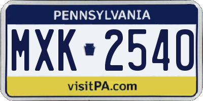 PA license plate MXK2540