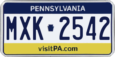 PA license plate MXK2542