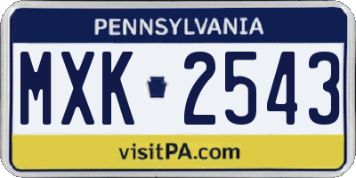 PA license plate MXK2543