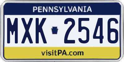 PA license plate MXK2546