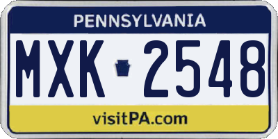 PA license plate MXK2548