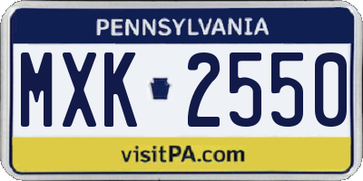 PA license plate MXK2550