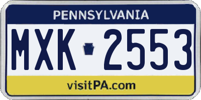 PA license plate MXK2553