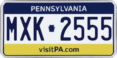 PA license plate MXK2555