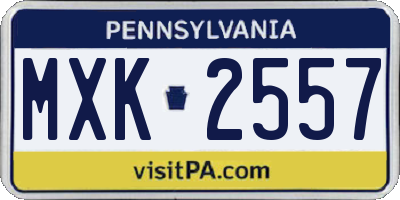 PA license plate MXK2557