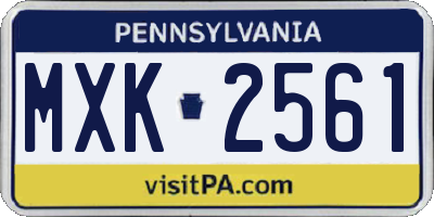 PA license plate MXK2561