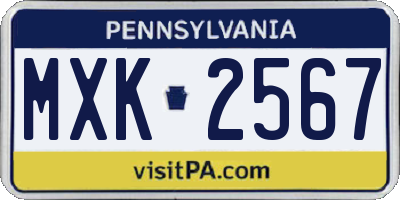 PA license plate MXK2567