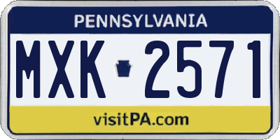 PA license plate MXK2571