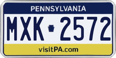 PA license plate MXK2572