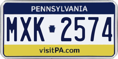PA license plate MXK2574