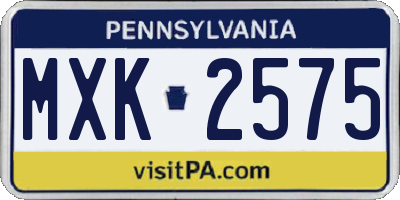 PA license plate MXK2575
