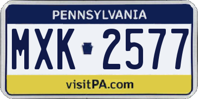 PA license plate MXK2577